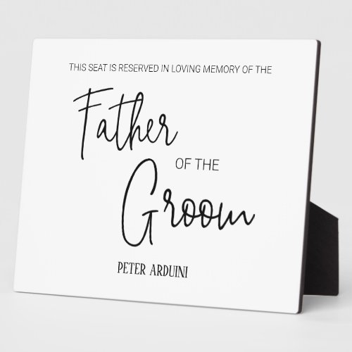 Father of Groom Reserved Chair Wedding Memorial Plaque
