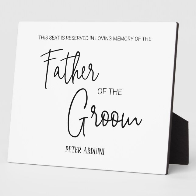 Father of Groom Reserved Chair Wedding Memorial Plaque (Side)