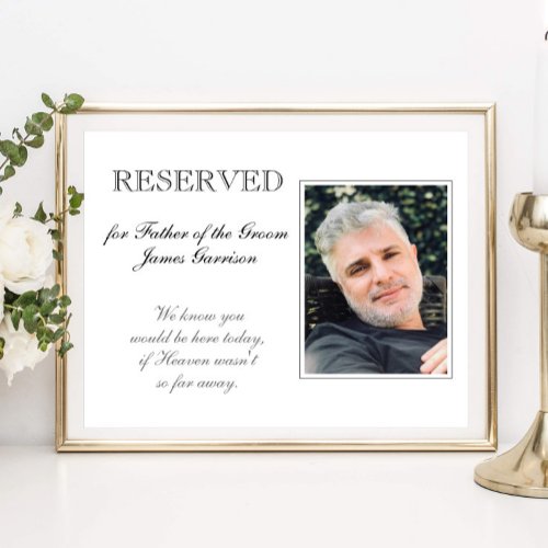 Father of Groom Reserved Seat Memorial Wedding Poster