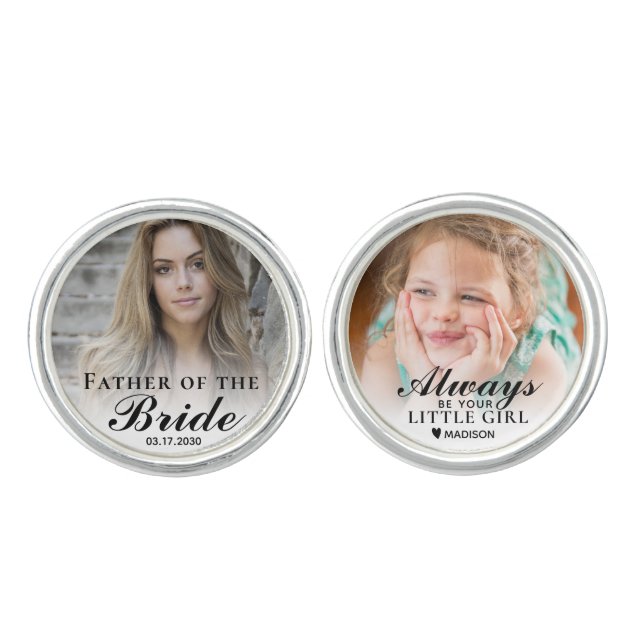 Father of the Bride Always Little Girl 2 Photo Cufflinks (Front)