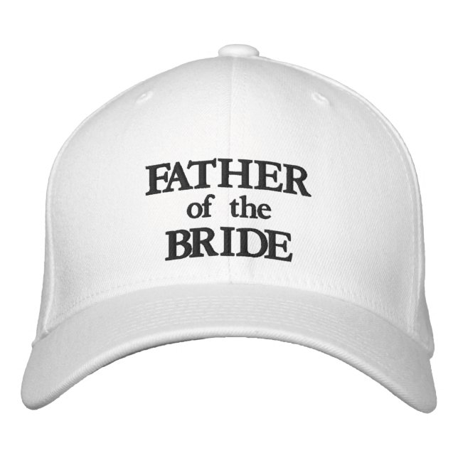 Father of the Bride black and white chic wedding Embroidered Baseball Cap (Front)