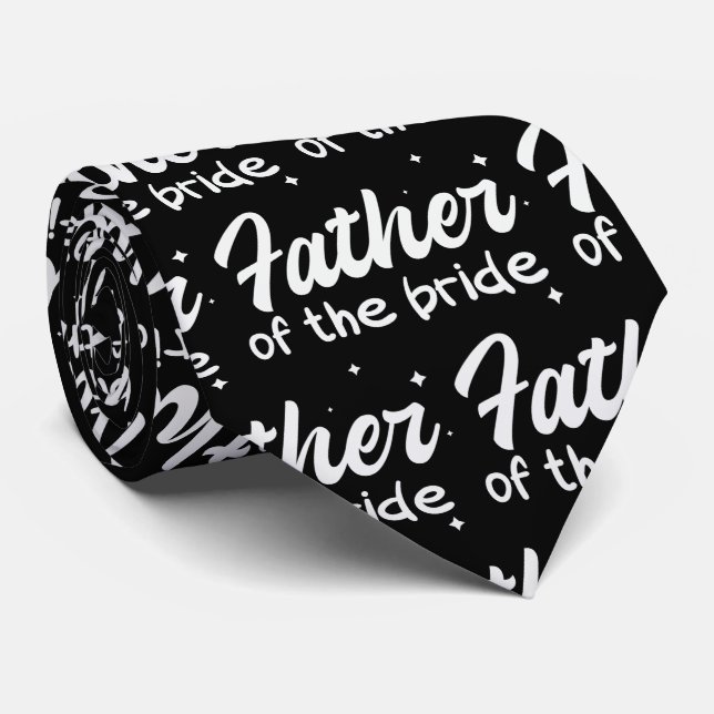 Father of the Bride Black and White Neck Tie (Rolled)