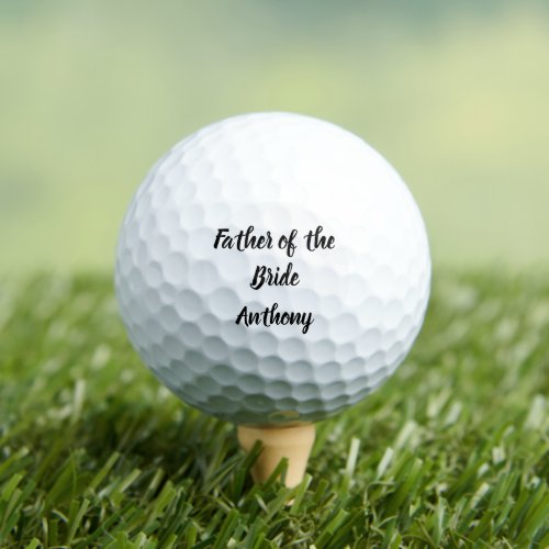 Father of the Bride Black Custom Name Gift Wedding Golf Balls