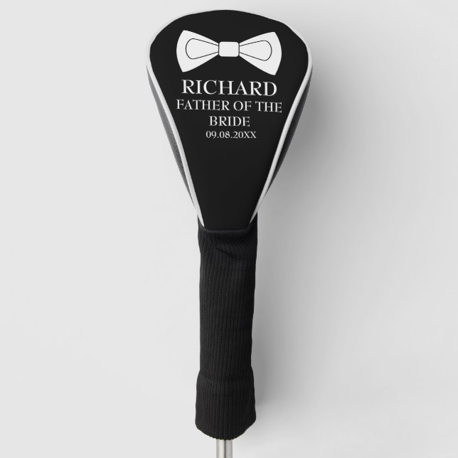 Father of the Bride Black Elegant Modern Wedding  Golf Head Cover (Front)