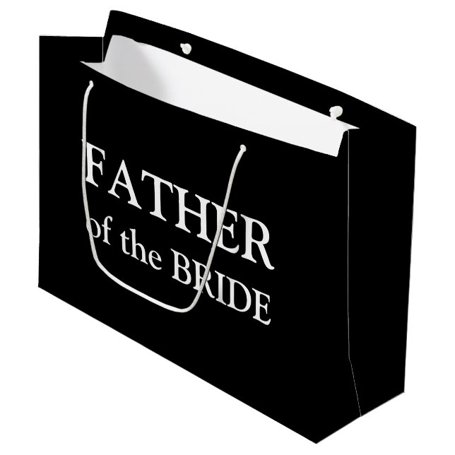 Father of the Bride Black White Large Gift Bag (Front Angled)