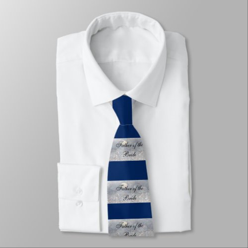 Father of the Bride Blue and Silver Neck Tie