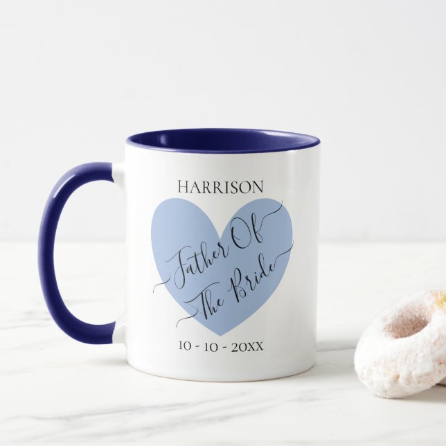 Father Of The Bride Blue Heart Personalized Mug (With Donut)
