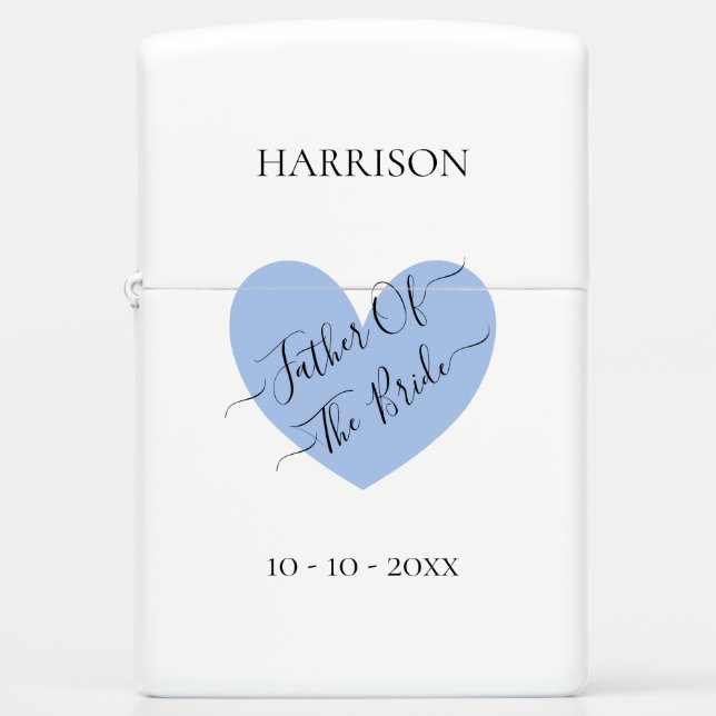 Father Of The Bride Blue Heart Personalized Zippo Lighter (Front)