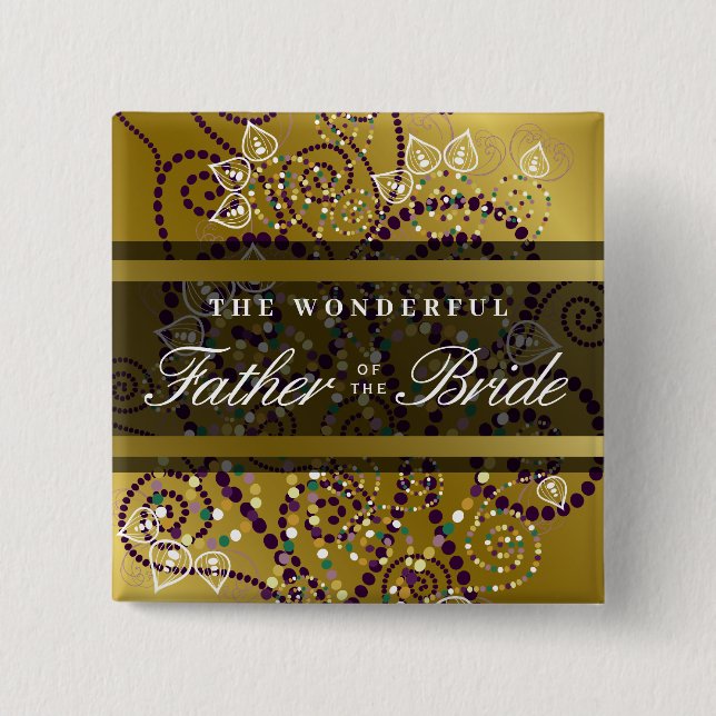 FATHER OF THE BRIDE Boho Spirals Wedding Button (Front)