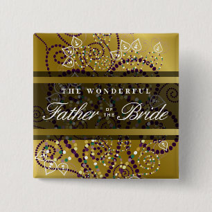 FATHER OF THE BRIDE Boho Spirals Wedding Button