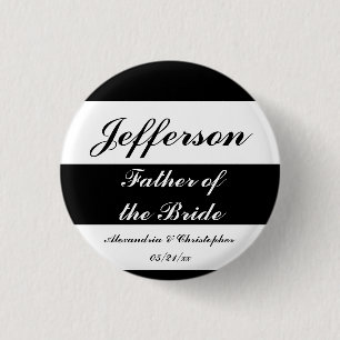 "Father of the Bride" Bold Stripes w/ Names & Date Pinback Button