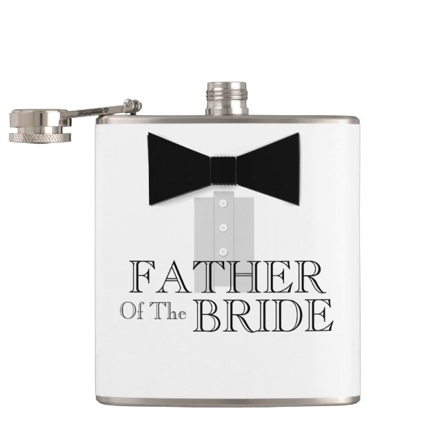 Father of the Bride Bow Tie Tuxedo Hip Flask (Opened)