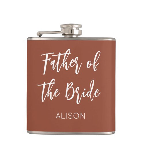Father of the Bride Brown Wedding Terracotta  Flask
