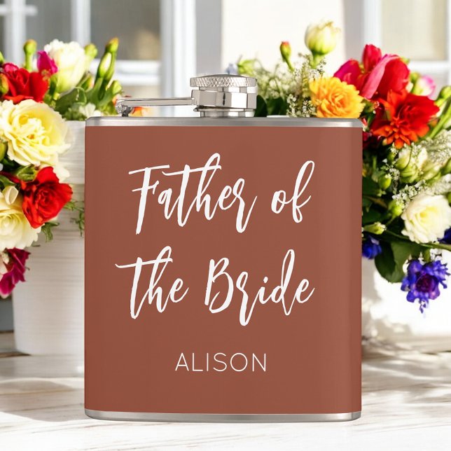 Father of the Bride Brown Wedding Terracotta  Flask (Creator Uploaded)