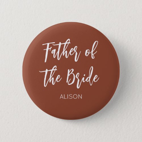 Father of the Bride Brown White Wedding Button