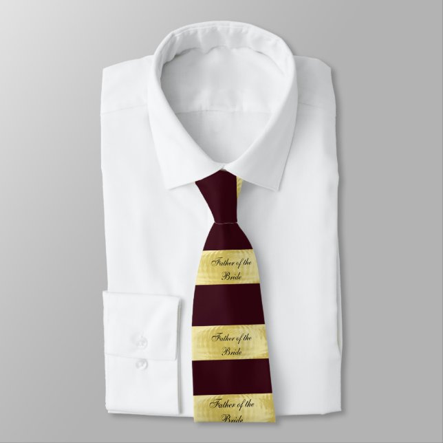Father of the Bride, Burgundy and Gold Neck Tie (Tied)