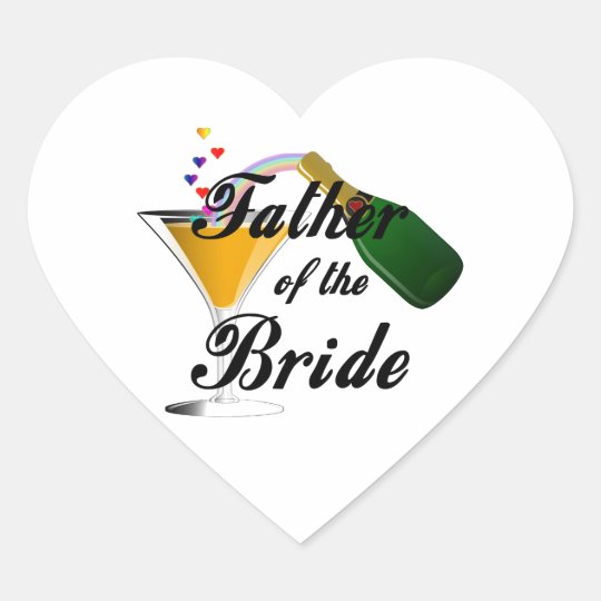 Father of the Bride Champagne Toast Heart Sticker