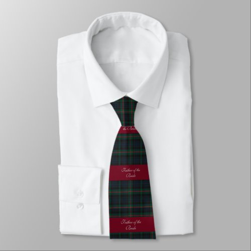 Father of the Bride Christmas Red Green Plaid  Neck Tie