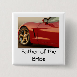Father of the Bride Corvette Pinback Button
