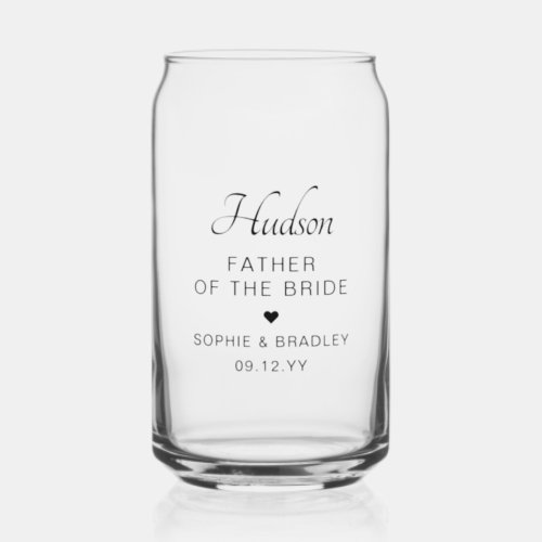 Father of the Bride Custom Personalised Wedding  Can Glass