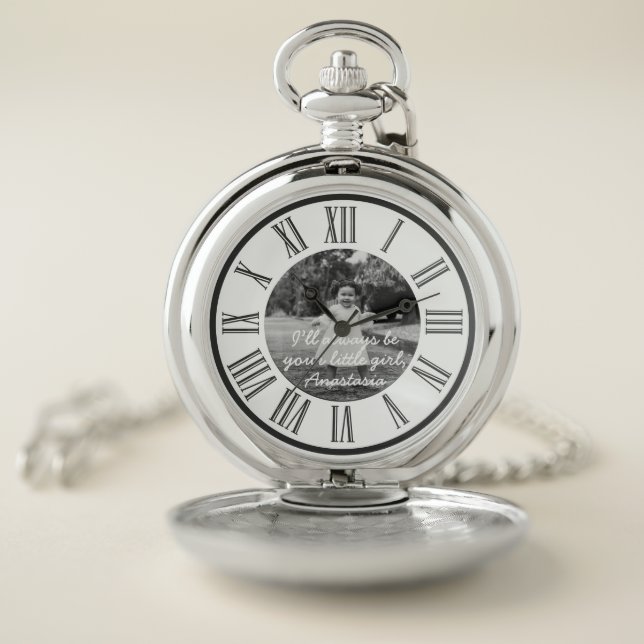 Father of the Bride Custom Photo Always Your Girl Pocket Watch (Inside)
