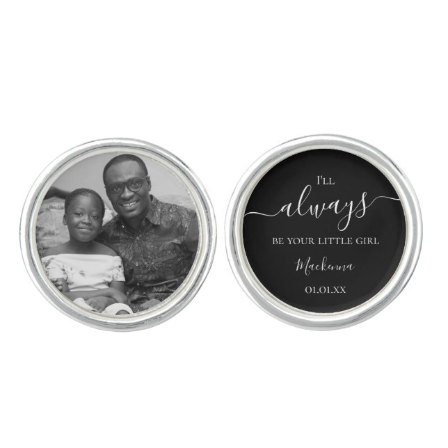 Father of the Bride Custom Photo Personalized Name Cufflinks (Front)