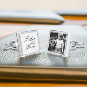 Father of The Bride Custom Photo Silver Cufflinks