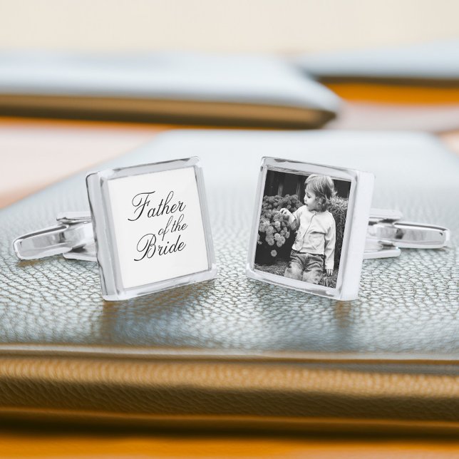 Father of The Bride Custom Photo Silver Cufflinks (Creator Uploaded)