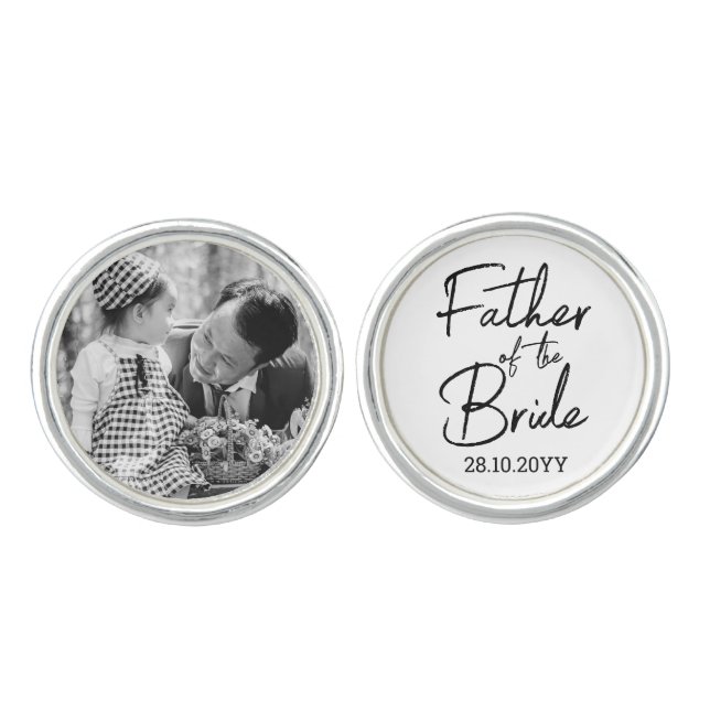 Father of the Bride Custom Photo Wedding Cufflinks (Front)
