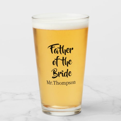Father of the Bride Custom Wedding Parent Gift Glass