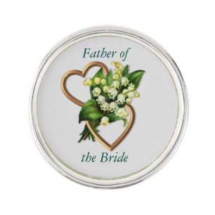 Father of the Bride, Customizable text, with Lily Lapel Pin