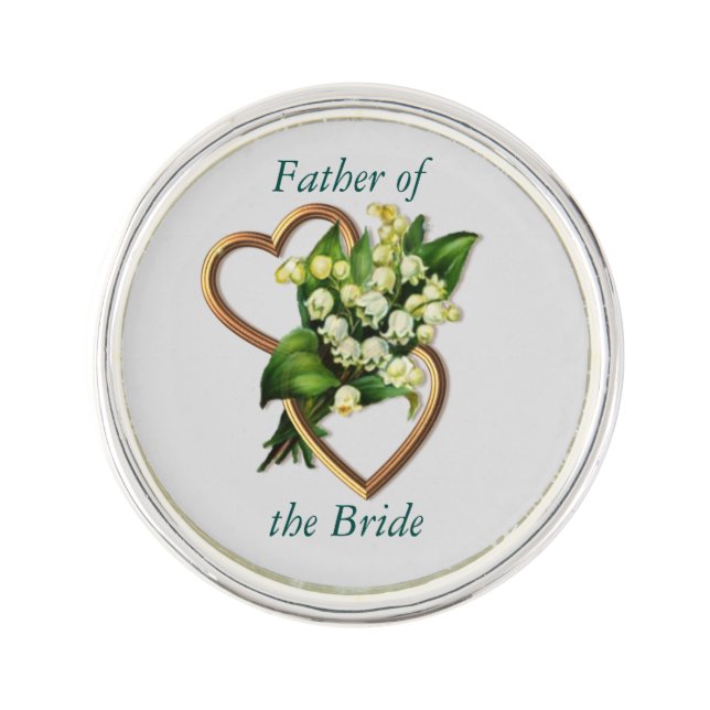 Father of the Bride, Customizable text, with Lily Lapel Pin (Front)