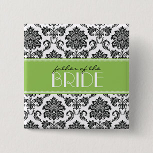 Father Of The Bride Damask Button in Apple Green