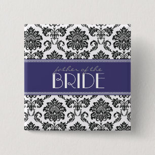 Father Of The Bride Damask Button in Blue