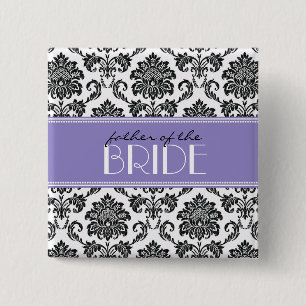 Father Of The Bride Damask Button in Purple