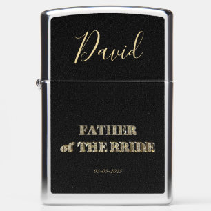 Father of The Bride Elegant Black Gold Typography Zippo Lighter