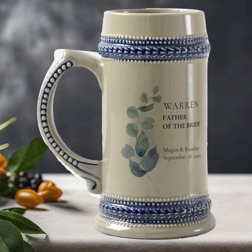 Father of the Bride Eucalyptus Greenery Wedding Beer Stein