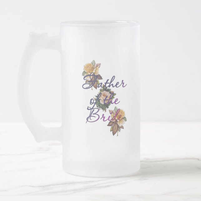 Father Of The Bride Floral Frosted Glass Beer Mug (Left)