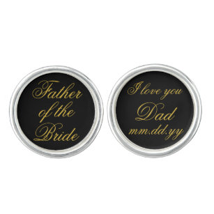 Father of the Bride Gift Black Gold Wedding Day Cufflinks