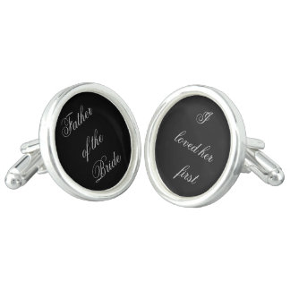 Father of the Bride Gift Black Silver Wedding Day Cufflinks
