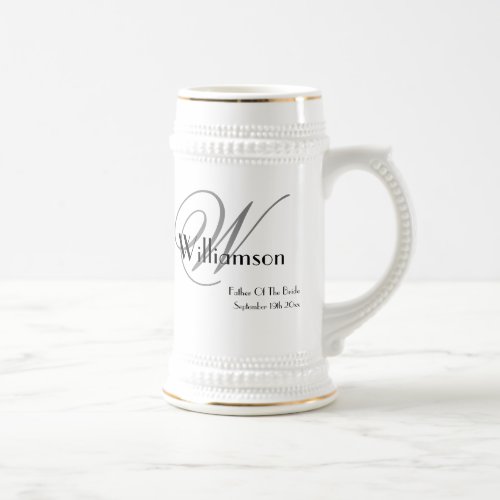 Father Of The Bride Gift Classic Monogram Rustic  Beer Stein