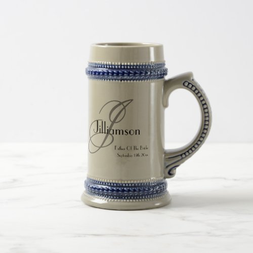 Father Of The Bride Gift Cool Monogram Rustic Chic Beer Stein