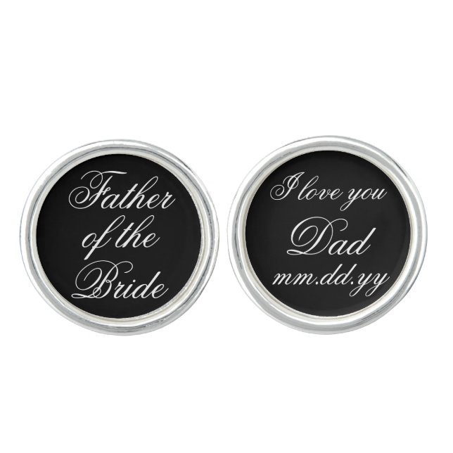 Father of the Bride Gift Daddy Wedding Day Present Cufflinks (Front)