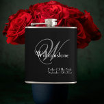 Father Of The Bride Gift Elegant Monogram Classic Flask<br><div class="desc">Wedding Party Gifts Father Of The Bride Gift Elegant Monogram Initial Personalized Last Name Classic Cool Black Flask. Add that extra special touch with a monogrammed initial and the name and date, especially for the Father Of The Bride. Click personalize this template to customize it with the monogram last name...</div>