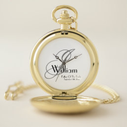 Father Of The Bride Gift Modern Monogram Cool Chic Pocket Watch