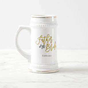 Father of The Bride Gift/Name/Gold & Black Beer Stein