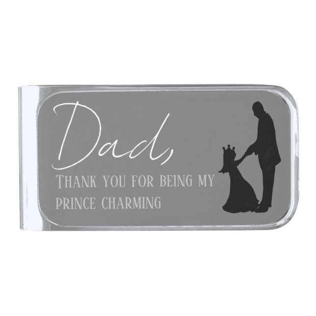 father of the bride gift silver finish money clip (Front)