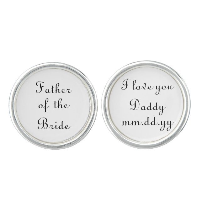 Father of the Bride Gift Wedding Present Cufflinks (Front)