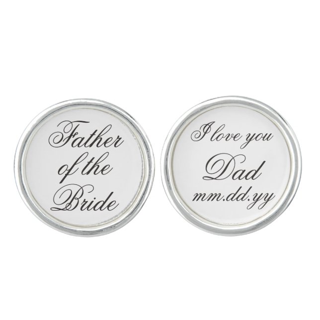 Father of the Bride Gift Wedding Present Cufflinks (Front)