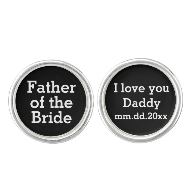 Father of the Bride Gift Wedding Present Cufflinks (Front)